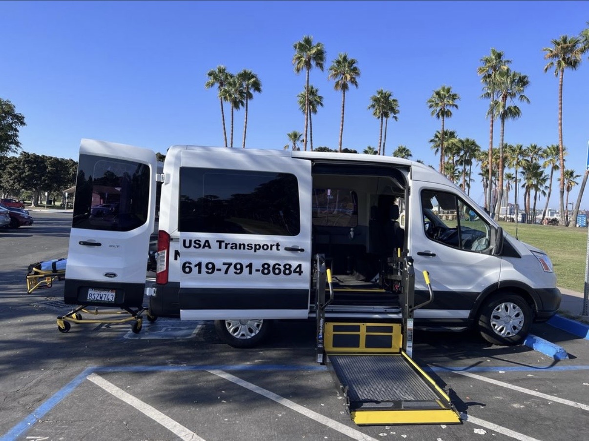 USA Transport wheelchair accessible van with ramp deployed
